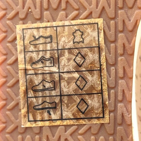 Michael Kors MK Warren Leather Platform Cork Slide Sandals Gold Logo Plate 10M - Picture 12 of 16